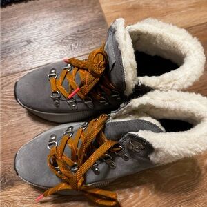 Sorel Gray Kids Boots with Orange Laces
